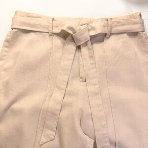 Joie Women’s Cream Tie-Waist Linen Wide Leg Pants